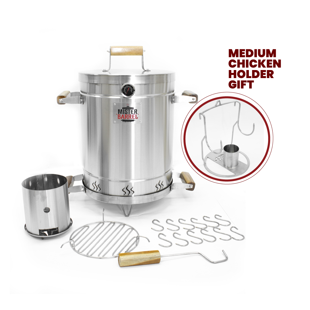 Mister Barrel Grill & Smoker - Medium - (Medium Chicken Holder GIFT)