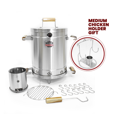 Mister Barrel Grill & Smoker - Medium - (Medium Chicken Holder GIFT)