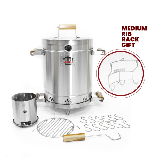 Mister Barrel Grill & Smoker - Medium - (Medium Rib Rack GIFT)