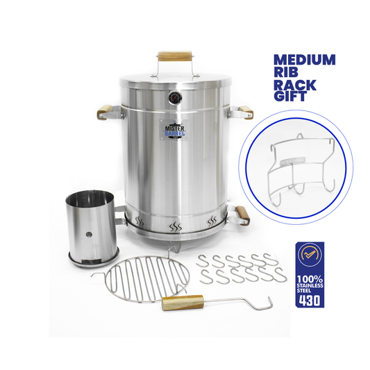Light Mister Barrel Grill & Smoker - Medium - (Medium Rib Rack  GIFT)